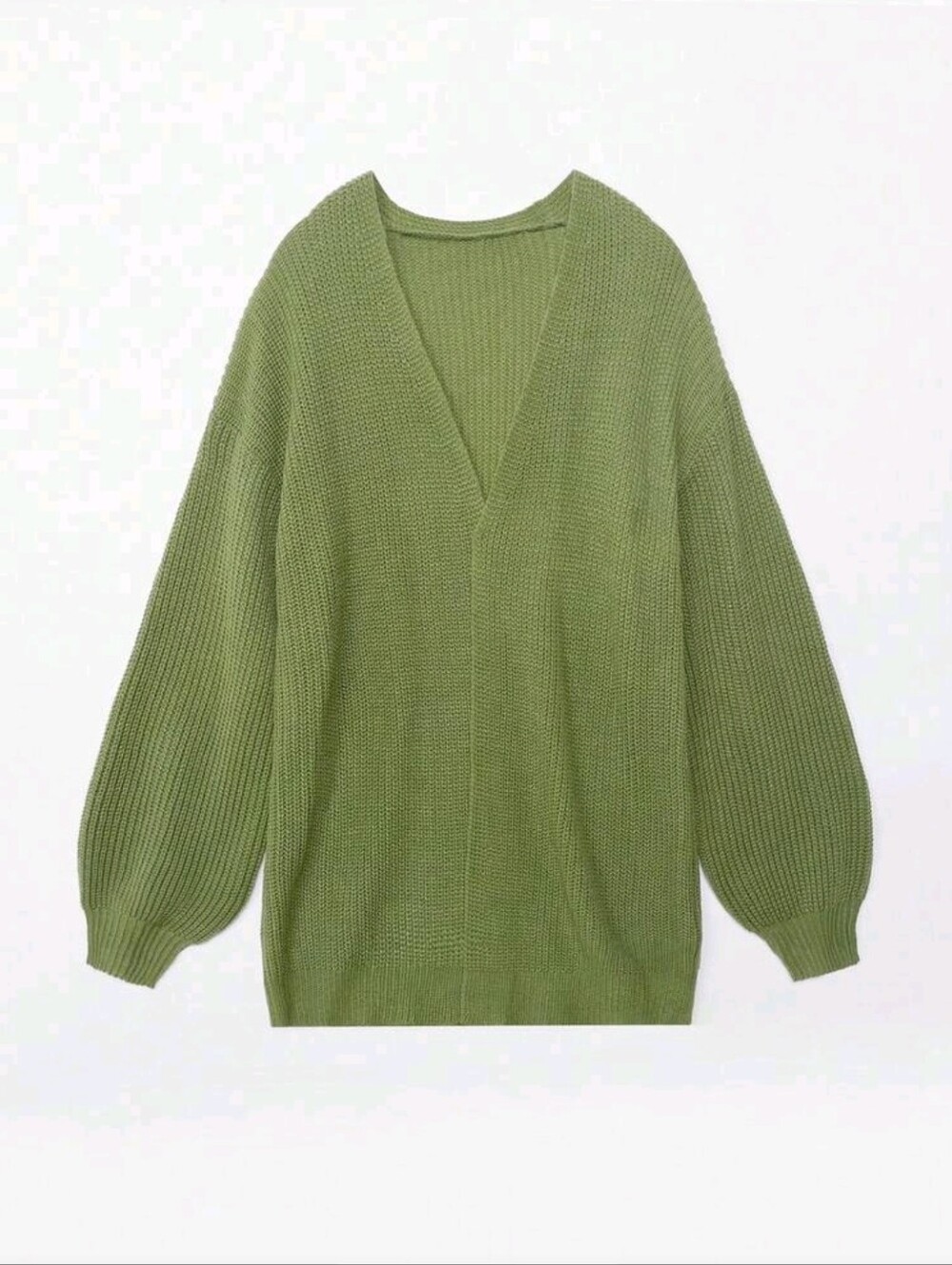 Olive Green Open-Front Knit Cardigan Sweater - Women - Picture 3 of 5